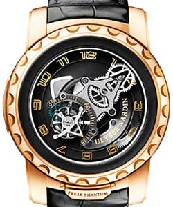 Freak Phantom 45mm in Rose Gold On Black Crocodile Leather Strap with Black Dial