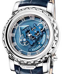 Freak Blue Phantom  in White Gold on Blue Crocodile Leather Strap with Blue Dial