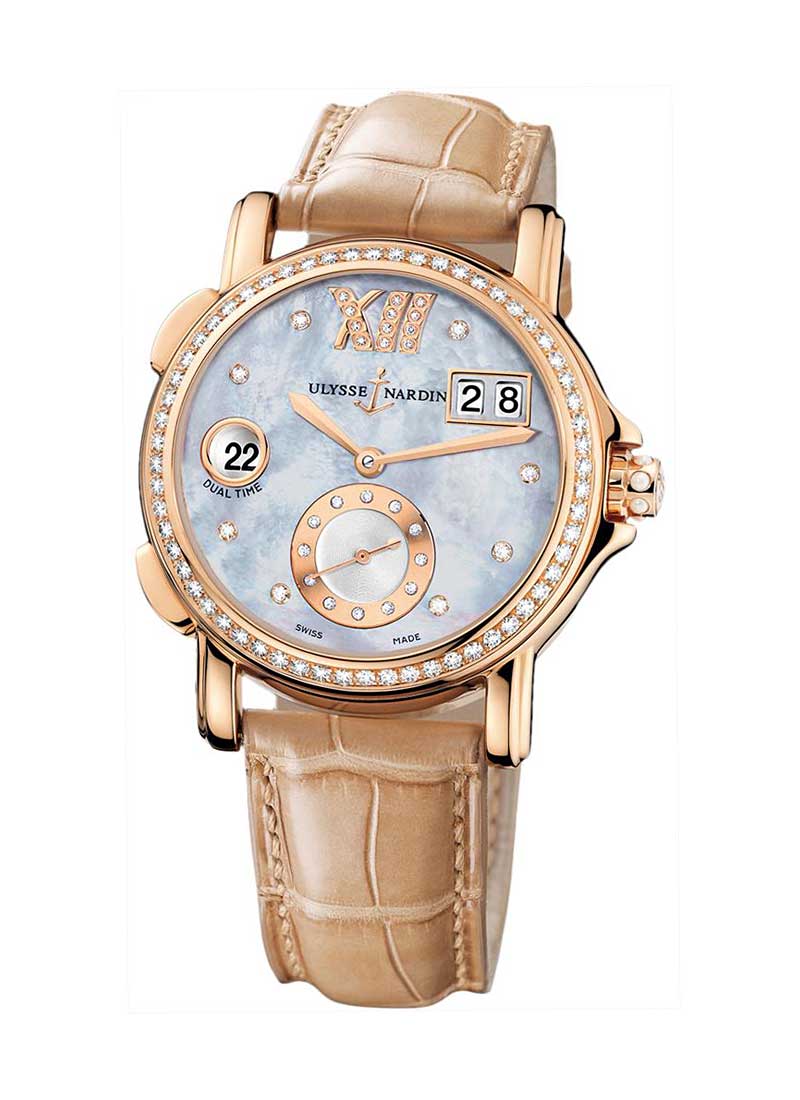 Ulysse Nardin Dual Time  37mm Automatic in Rose Gold with Diamond Bezel