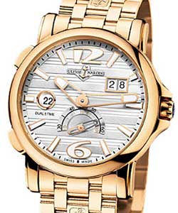 Dual TIme Mens 42mm Automatic in Rose Gold on Rose Gold Bracelet with Silverized Dial