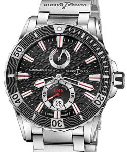 Marine Max Diver Chronometer 44mm Automatic in Steel On Steel Bracelet with Black Dial