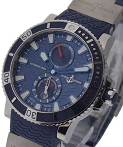 Maxi Marine Diver 45mm in Titanium on Blue Rubber Strap  with Blue Dial