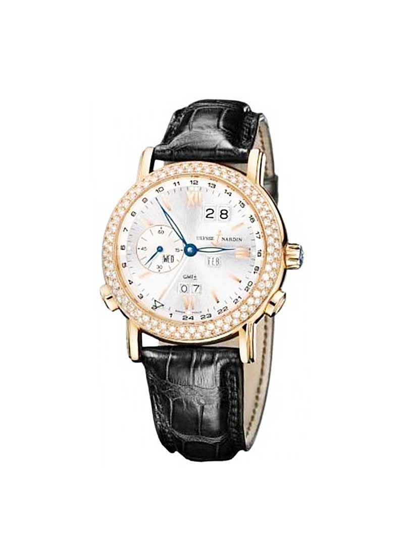 Ulysse Nardin GMT Perpetual Mens 40mm Automatic in Rose Gold with Diamond Bezel