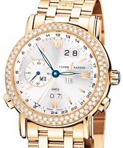 GMT Perpetual 40mm Automatic in Rose Gold with Diamond Bezel on Rose Gold Bracelet with Silver Dial