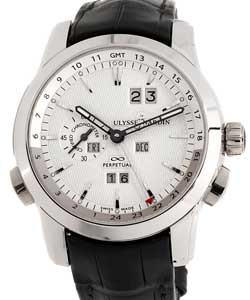 Perpetual Manufature 43mm in Platinum On Black Alligator Strap with Silver Dial