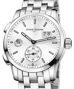 Dual Time Manufacture 42mm in Steel On Steel Bracelet with Silver Dial