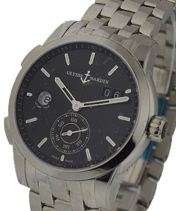 Dual Time Manufacture  in Steel On Steel Bracelet with Black Dial