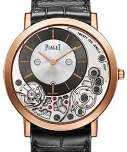 Altiplano Manual in Rose Gold on Black Alligator Leather Strap with Black Dial