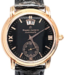Grand Guichet Mens in Rose Gold on Black Crocodile Strap with Black Roman Dial