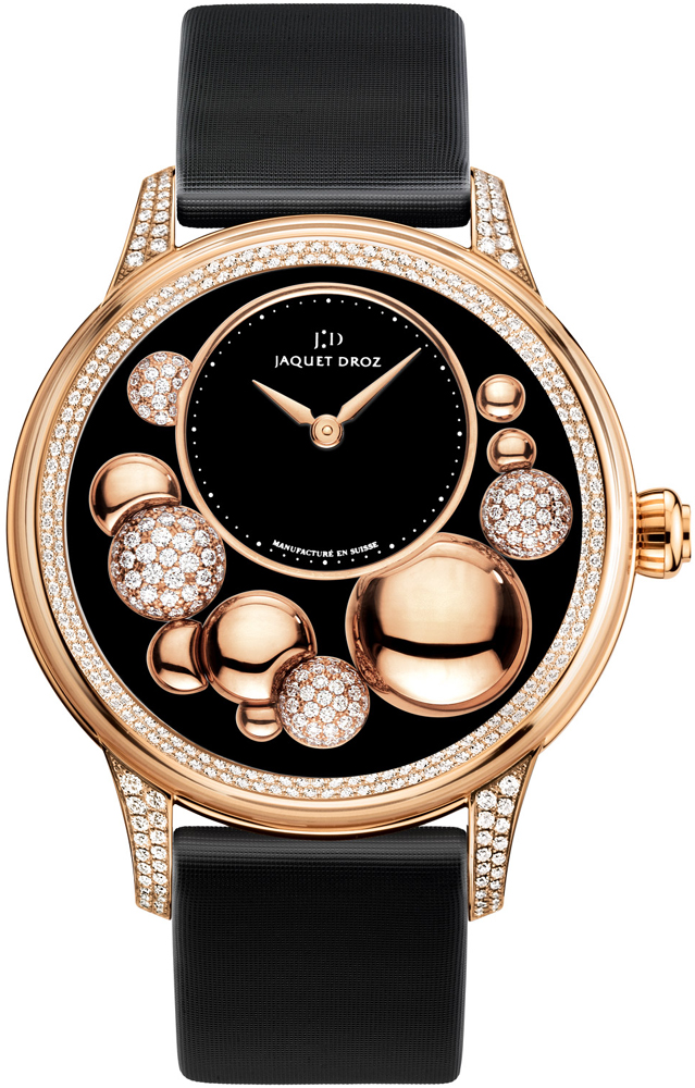 Petite Heure Minute Ladies Celeste 41mm in Rose Gold on Black Satin Strap with Black Diamond Dial