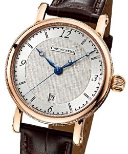 Sirius 40mm Automatic in Rose Gold on Brown Alligator Leather Strap with Silver Guilloche Dial