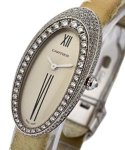 Alcyone in White Gold with Diamond Case on Strap with Off White Dial