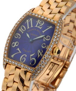 1752 Cintre Curvex - Blue Dial - Diamond Bezel Rose Gold on Bracelet with Blue Arabic Dial