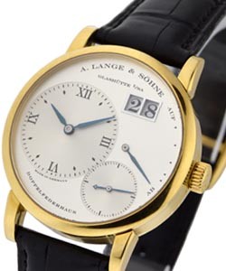 Little Lange 1 in Yellow Gold on Strap with Silver Dial