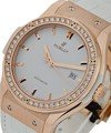 Classic Fusion 42mm in Rose Gold with Diamond Bezel Rose Gold on White Strap - White Dial