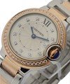 Ballon Bleu 2 Tone with Diamond Bezel Steel and Rose Gold on Bracelet with Silver Dial