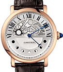 Rotonde Day and Night mens 43.5mm Automatic - Rose Gold Brown Alligator Strap - White Galvanized Guilloche Dial