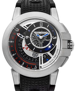 Project Z8 Retrograde Dual Time Automatic in Zalium on Black Rubber Strap with Black Dial