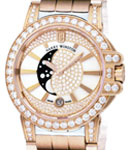 Ocean Lady Moonphase 36mm Quartz in Rose Gold with Diamond Bezel on Rose Gold Bracelet with-Mother of Pearl Diamond Dial