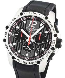Classique Racing Chronograph Mens 45mm in Steel On Black Rubber Strap with Black Dial