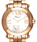 Happy Sport Round Ladies in Rose Gold On Rose Gold Bracelet with MOP-Diamonds Dial - 5 Floating Diamonds