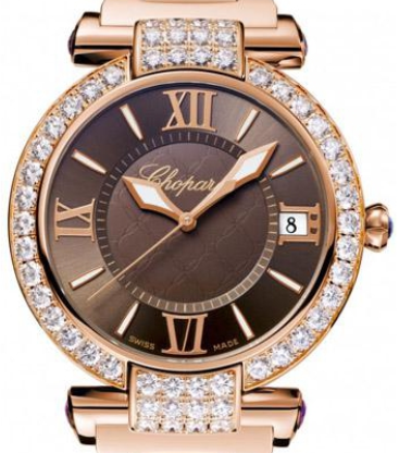 Imperiale - Round 40mm in Rose Gold with Dimonds Bezel on Rose Gold Bracelet with Brown Dial