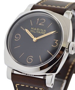 PAM 587 - Radiomir 1940 Marina Militare in Steel on Brown Leather Strap with Black Dial