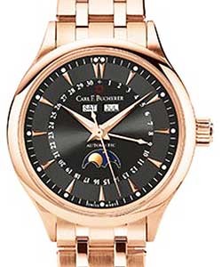 Manero Moonphase Ladies 38mm Automatic in Rose Gold On Rose Gold Bracelet with Black Dial