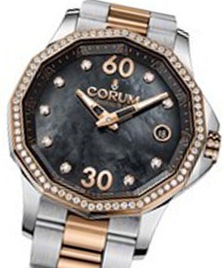 Admirals Cup Legend Ladies in Steel with Rose Gold Diamond Bezel on Steel and Rose Gold Bracelet  with Black MOP Diamond Dial