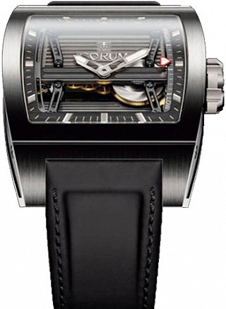Ti-Bridge Power Reserve Mens Manual in Titanium on Black Calfksin Leather Strap with Charcoal Dial