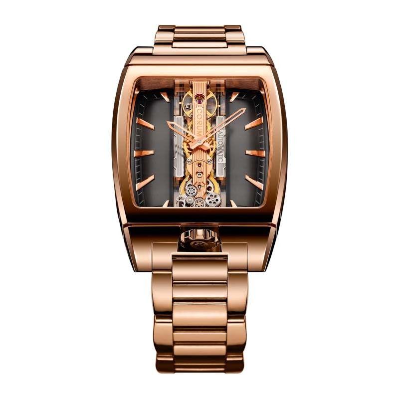 Golden Bridges mens Automatic in Rose Gold On Rose Gold Bracelet with Gray Dial