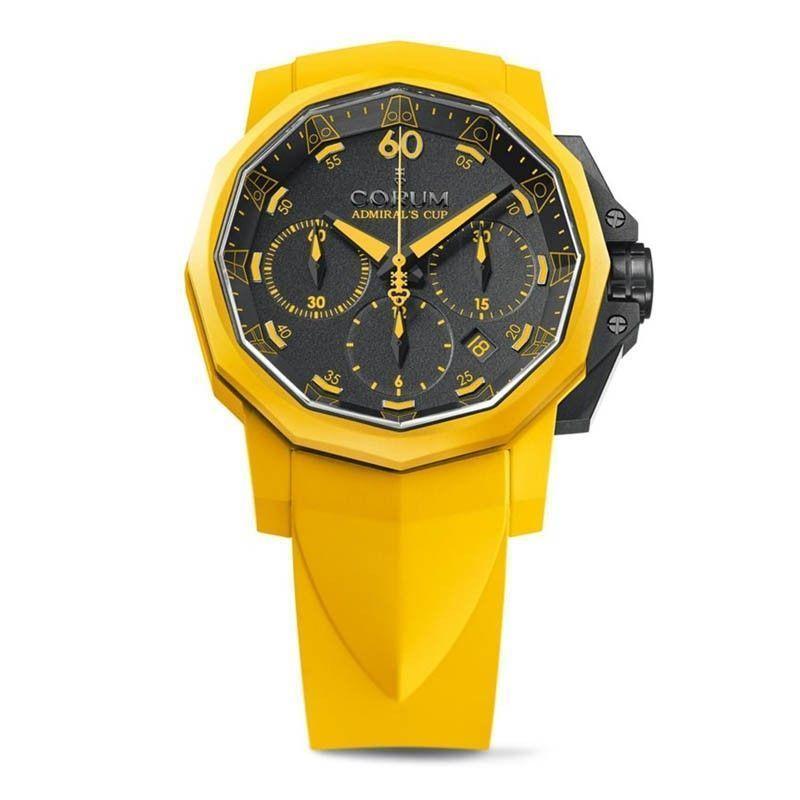 Corum Admirals Cup Challenger 44mm Mens Automatic in Yellow Rubber Case