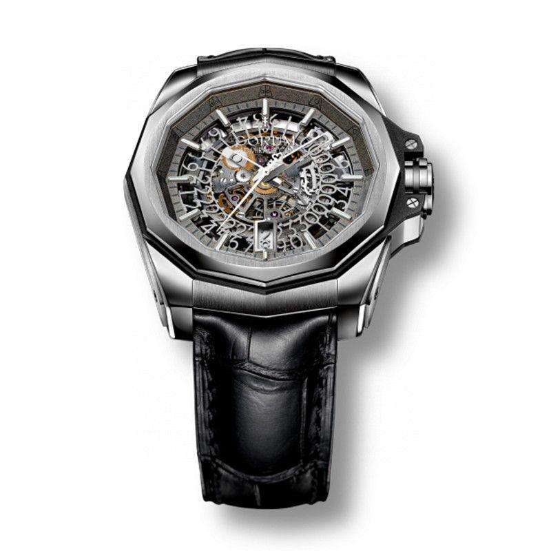 Admirals Cup AC-One Mens 45mm Automatic in Titanium on Black Alligator Leather Strap with Skeleton Dial