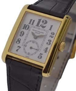 5014j Mechanical Gondolo in Yellow Gold  on Strap with white Arabic Dial
