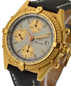 Chronomat Yellow Gold 39mm on Strap with White Dial with Gold Subs