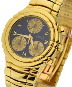 Tanagra Ladies Chronograph with Date Yellow Gold on Bracelet with Blue Dial