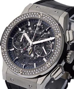 Classic Fusion 45mm Chronograph in Titanium with Diamond Bezel on Black Leather Strap with Skeleton Dial