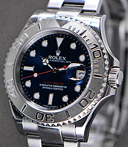 Yachtmaster 40mm in Steel with Platinum Bezel on Oyster Bracelet with Blue Dial