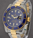 Submariner 40mm in Steel with Yellow Gold Blue Ceramic Bezel on Bracelet with Blue Diamond Dial