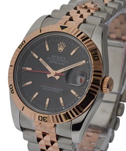 Men's Datejust 2-Tone 36mm with Turn-O-Graph Bezel on Jubilee Bracelet with Black Stick Dial