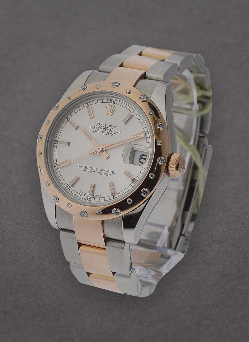 Pre-Owned Rolex Mid Size Datejust - Steel with Rose Gold Domed Diamond Bezel - 31mm