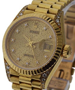President Ladies in Yellow Gold with Fluted Bezel on Yellow Gold President Bracelet with Champagne Jubilee Diamond Dial