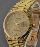 President Ladies in Yellow Gold with Fluted Bezel on Yellow Gold President Bracelet with Champagne Jubilee Diamond Dial