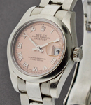 Lady's Datejust 26mm in Steel with Smooth Bezel on Oyster Bracelet with Salmon Roman Dial