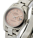 Lady's Datejust 26mm in Steel with Smooth Bezel on Oyster Bracelet with Salmon Roman Dial
