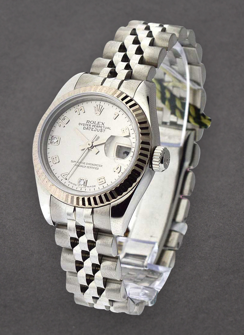 Pre-Owned Rolex Lady's Datejust in Steel with White Gold Fluted Bezel