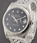 Men's Datejust 36mm with Fluted Bezel on jubilee Bracelet with Black Diamond Dial