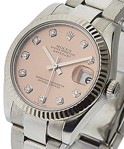 Steel Mid Size Datejust 178274 with Oyster Bracelet Fluted Bezel - Pink Diamond Dial