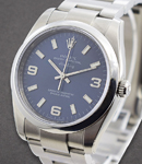 Air king Oyster Perpetual 34mm with Smooth Bezel on Oyster Bracelet with Blue Arabic Dial