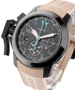 Chronofighter Golden Dune 47mm in PVD Steel with Ceramic Bezel on Beige Rubber Strap with Black Dial and Green Numerals